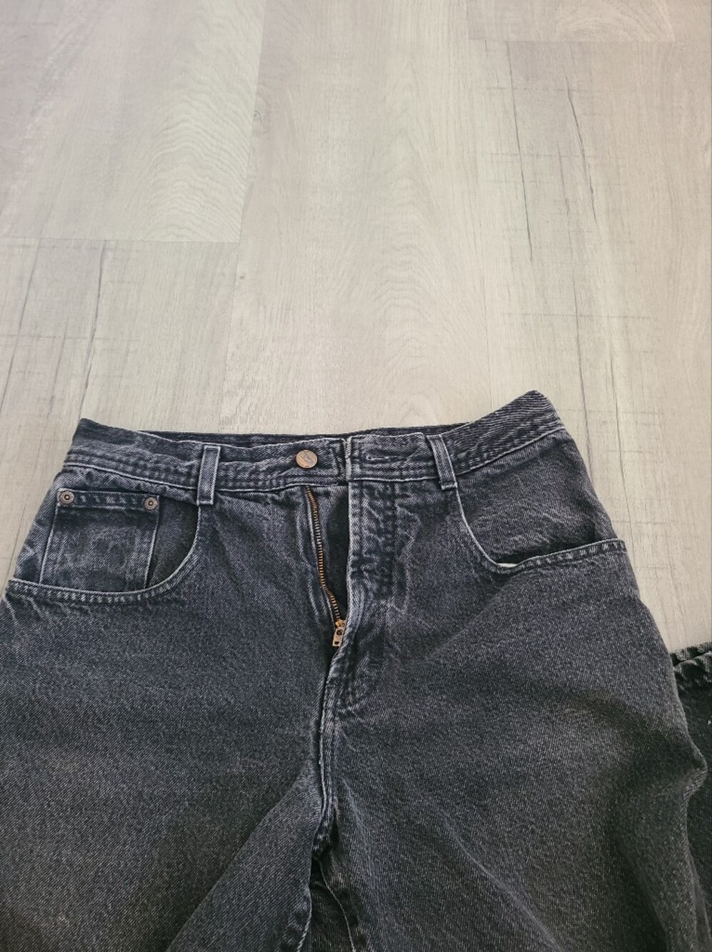 Vintage Y2k 90s Skater Structure Men's Washed Black Straight Jeans Made U.S.A